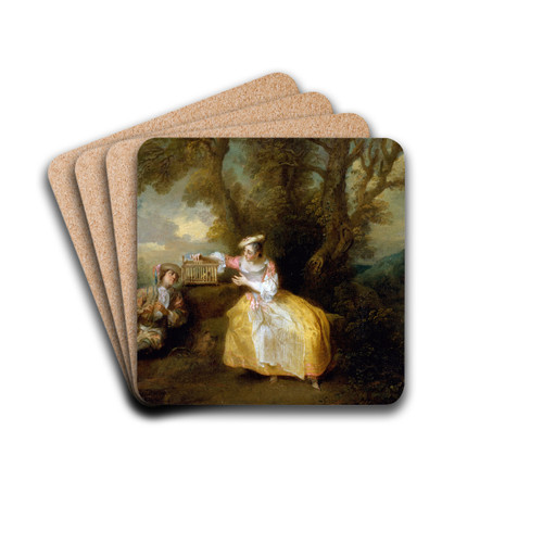 The Captive Bird by Nicolas Lancret Drink Coasters - set of 4