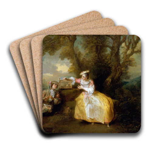 The Captive Bird by Nicolas Lancret Art Drink Coaster set