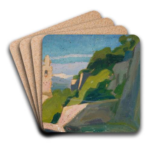Landscape with a shrine by Jan Rembowski Art Drink Coaster set
