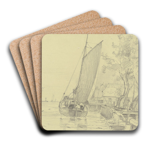 Port of Swinemnde by Friedrich Ernst Morgenstern Art Drink Coaster set
