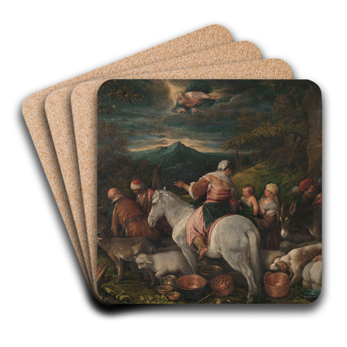 Abraham Leaves Haran by Francesco Bassano the Younger Art Drink Coaster set