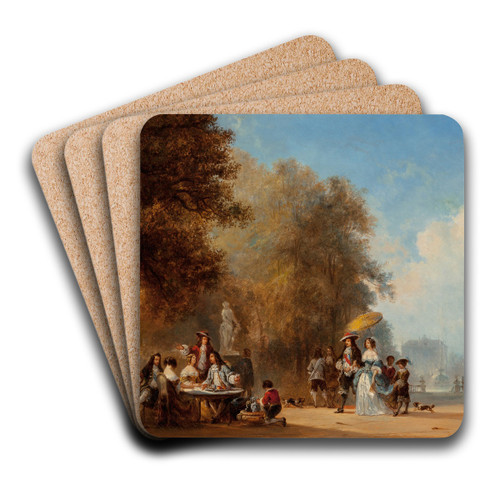 Fte galante by Henri Franois Schaefels Art Drink Coaster set Fte galante by Henri Franois Schaefels Art Drink Coaster set