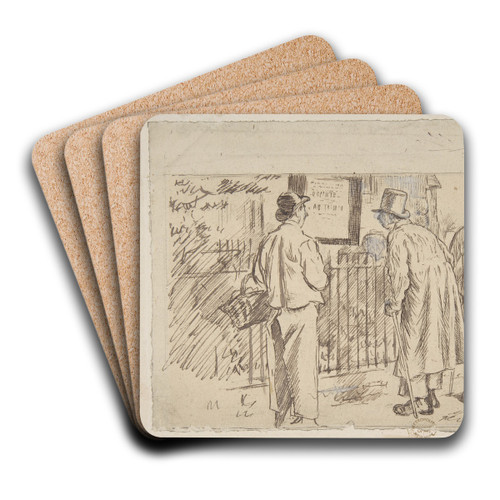 A Wolf in Sheep's Clothing by Charles Samuel Keene Art Drink Coaster set A Wolf in Sheep's Clothing by Charles Samuel Keene Art Drink Coaster set
