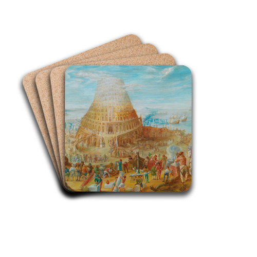 The Tower of Babel by Friedrich Brentel Drink Coasters - set of 4 The Tower of Babel by Friedrich Brentel Drink Coasters - set of 4