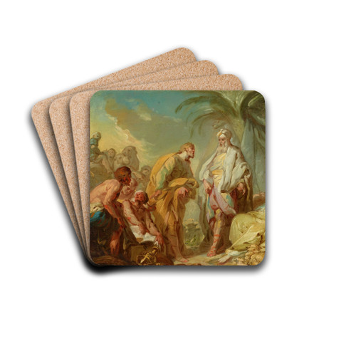 Laban and Rachel by Jean-Baptiste-Henri Deshays de Colleville Drink Coasters - set of 4 Laban and Rachel by Jean-Baptiste-Henri Deshays de Colleville Drink Coasters - set of 4