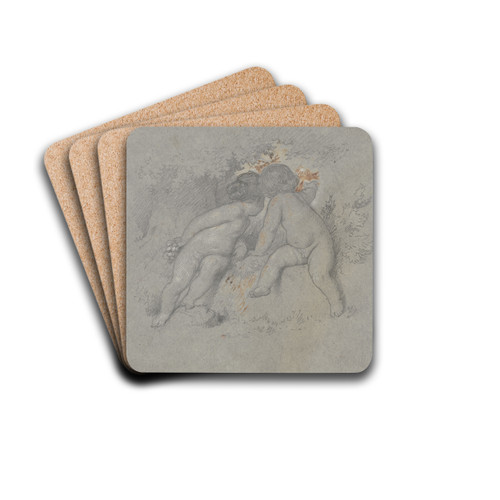 Zwei Amoretten unter einem Baum sitzend by Eugen Klimsch Drink Coasters - set of 4