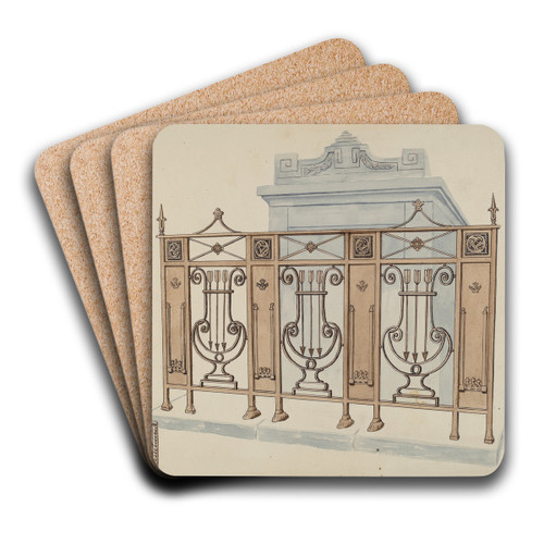 Iron Gate and Fence by Lucien Verbeke Art Drink Coaster set