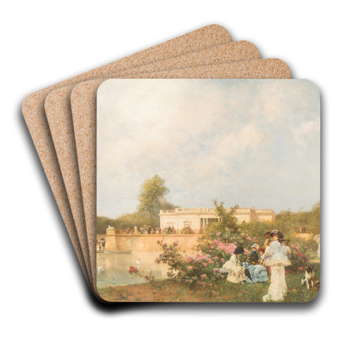 Summer day in the palace garden by Ferdinand Heilbuth Art Drink Coaster set