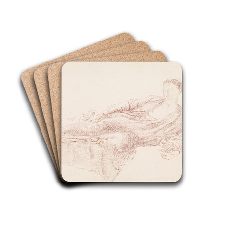 Female - Drapery Study of a Reclining Figure by Sir Edward Coley Burne-Jones Drink Coasters - set of 4
