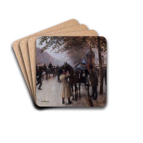 Le boulevard des Capucines, le soir, devant le Caf Napolitain by Jean Braud Drink Coasters - set of 4