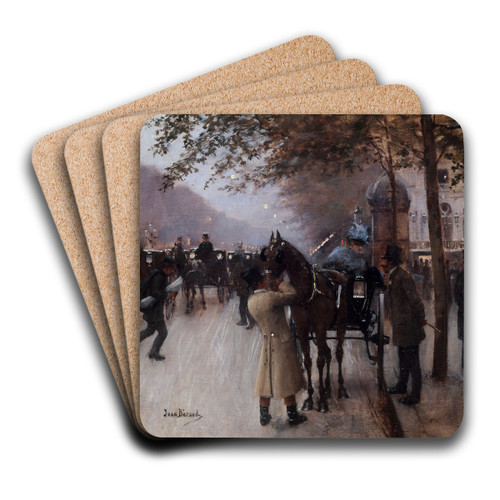 Le boulevard des Capucines, le soir, devant le Caf Napolitain by Jean Braud Art Drink Coaster set