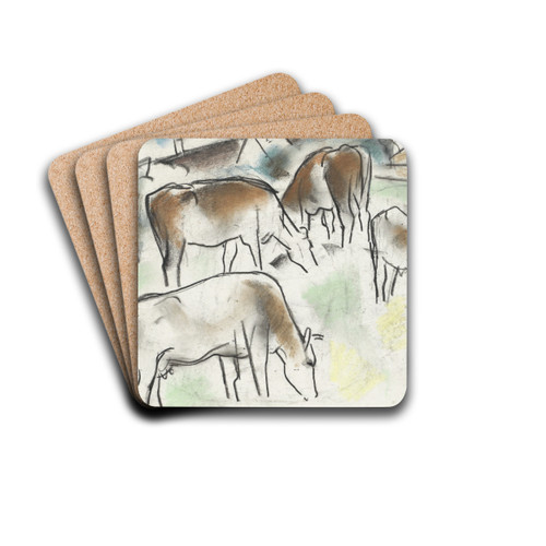 Enkele koeien in een landschap by Leo Gestel Drink Coasters - set of 4