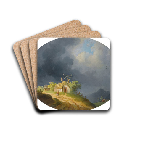 Stormy Landscape by Ignaz Raffalt Drink Coasters - set of 4