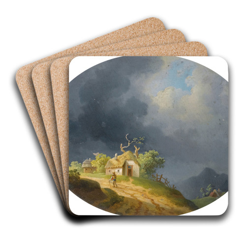 Stormy Landscape by Ignaz Raffalt Art Drink Coaster set