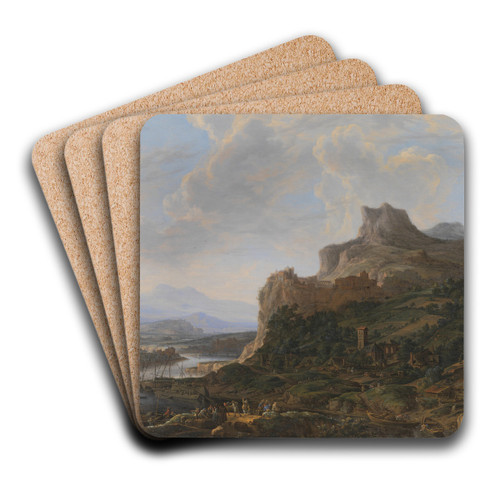 Landscape by the Rhine by Herman Saftleven Art Drink Coaster set