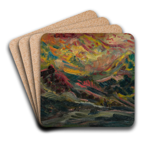 Sunset in the Mountains by Arnold Peter Weisz-Kubnan Art Drink Coaster set