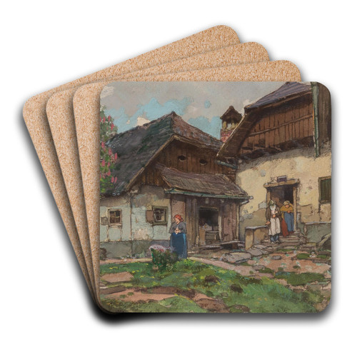 The house of the sacristan in Friesach by Fritz Lach Art Drink Coaster set