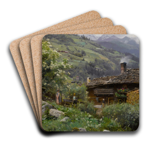 A Cottage In Gastein, Austria by Peder Mrk Mnsted Art Drink Coaster set