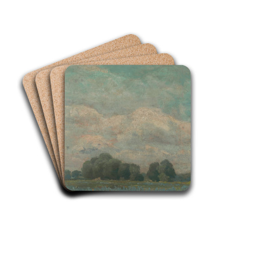 Meadow with bushy trees by udovt ordk Drink Coasters - set of 4