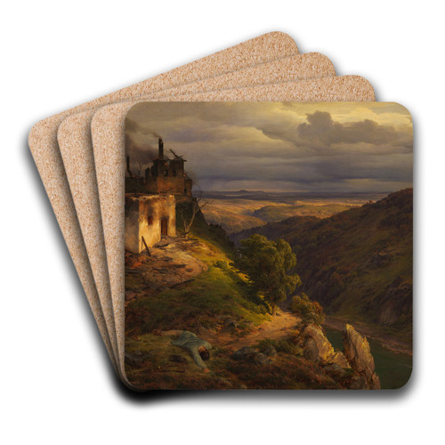 Landscape by Karl Friedrich Lessing Art Drink Coaster set Landscape by Karl Friedrich Lessing Art Drink Coaster set