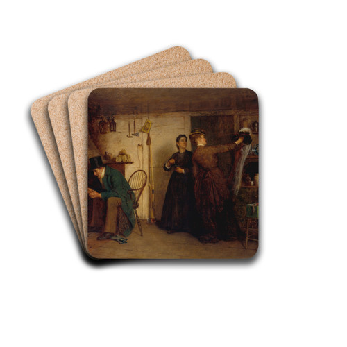 The New Bonnet by Eastman Johnson Drink Coasters - set of 4 The New Bonnet by Eastman Johnson Drink Coasters - set of 4