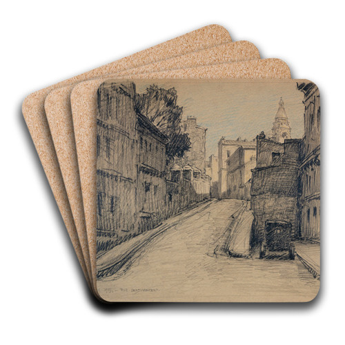La rue Saint-Vincent by Ferdinand Boberg Art Drink Coaster set La rue Saint-Vincent by Ferdinand Boberg Art Drink Coaster set