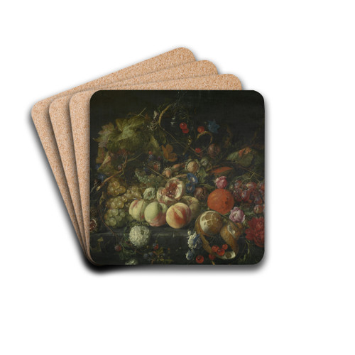 Still Life with Flowers and Fruit by Cornelis de Heem Drink Coasters - set of 4