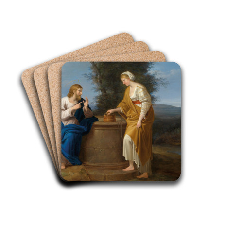 Christ And The Samaritan Woman by Ferdinand Georg Waldmller Drink Coasters - set of 4 Christ And The Samaritan Woman by Ferdinand Georg Waldmller Drink Coasters - set of 4