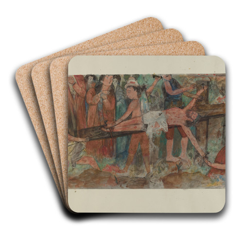 Station of the Cross No. 11 - Jesus is Nailed to the Cross by Geoffrey Holt Art Drink Coaster set