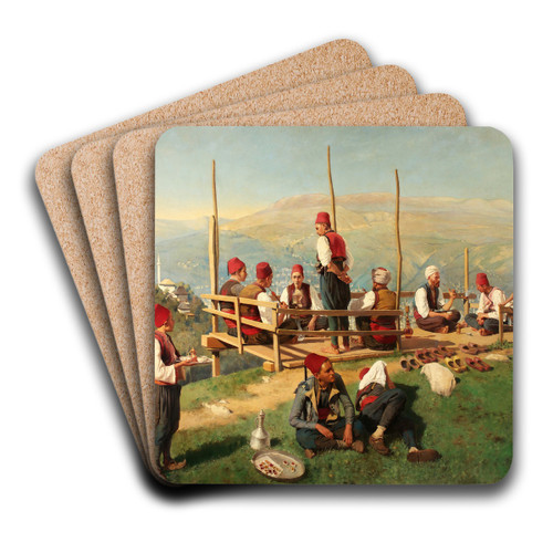 Trkisches Kaffeehaus in Sarajevo by Franz Leo Ruben Art Drink Coaster set