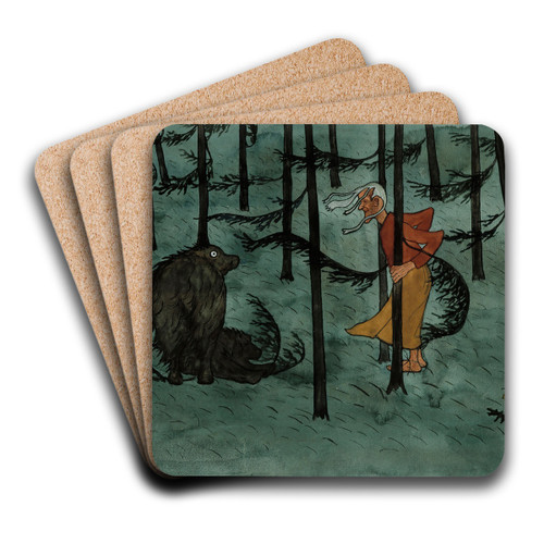 Fear In The Woods by Hugo Simberg Art Drink Coaster set