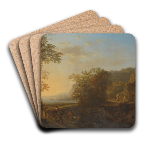Italian Landscape with a View of a Harbour by Jan Both Art Drink Coaster set