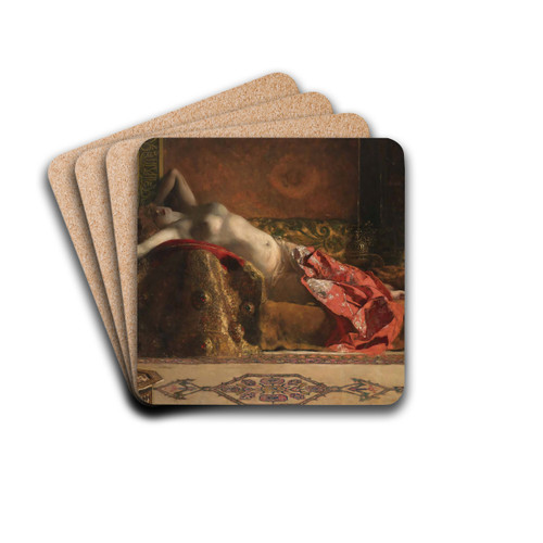 Reclining Odalisque by Jean-Joseph-Benjamin Constant Drink Coasters - set of 4