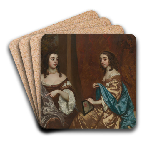 Mary Capel (16301715), Later Duchess of Beaufort, and Her Sister Elizabeth (16331678), Countess of Carnarvon by Sir Peter Lely Art Drink Coaster set