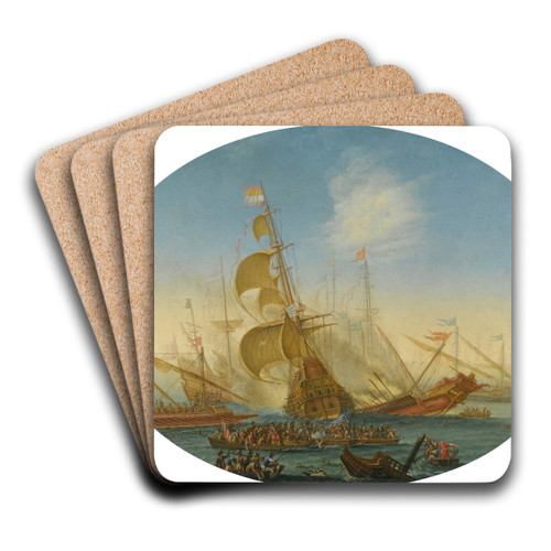 A Naval Battle Between Turks And Christians by Orazio Grevenbroeck Art Drink Coaster set A Naval Battle Between Turks And Christians by Orazio Grevenbroeck Art Drink Coaster set