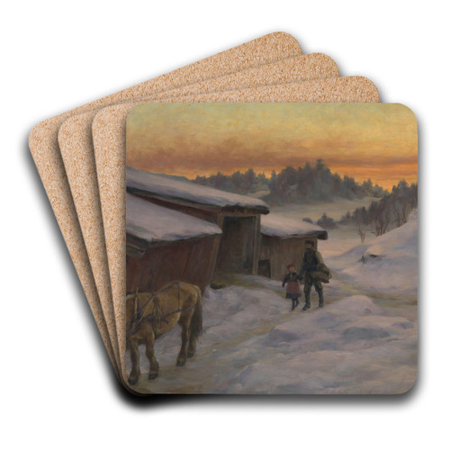A Farm at Lysaker by Jacob Glersen Art Drink Coaster set