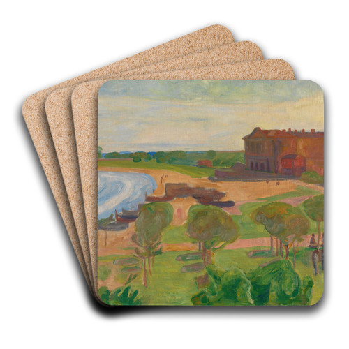 The Beach at Terracina by Thorvald Erichsen Art Drink Coaster set