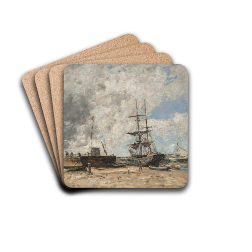Le rivage de Trouville, mare basse by Eugne Boudin Drink Coasters - set of 4 Le rivage de Trouville, mare basse by Eugne Boudin Drink Coasters - set of 4