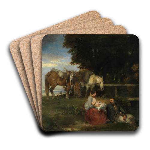 Rast am Waldesrand by Hans Von Mares Art Drink Coaster set