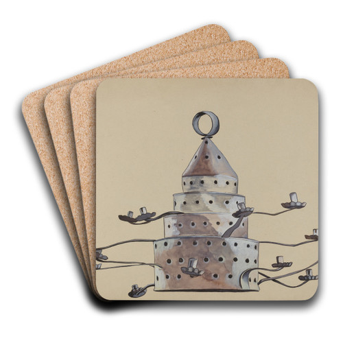 Tin Candelabra by E. Boyd Art Drink Coaster set Tin Candelabra by E. Boyd Art Drink Coaster set