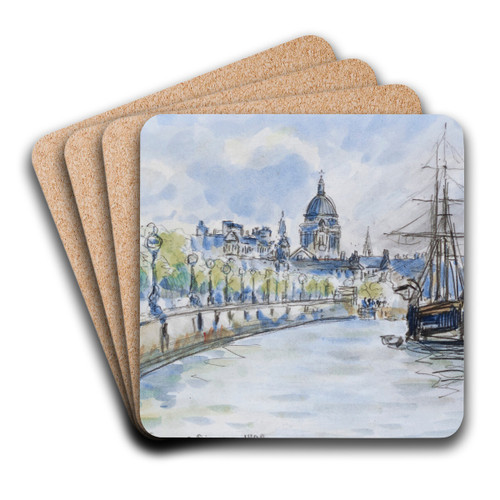 London, St. Paul's Cathedral by Camille Pissarro Art Drink Coaster set