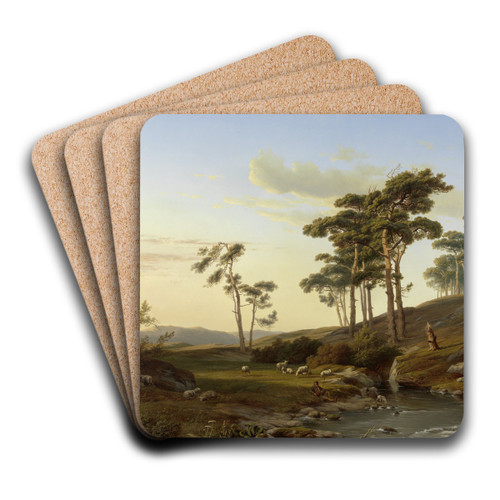 Avondstemming met herder by Cornelis Lieste Art Drink Coaster set