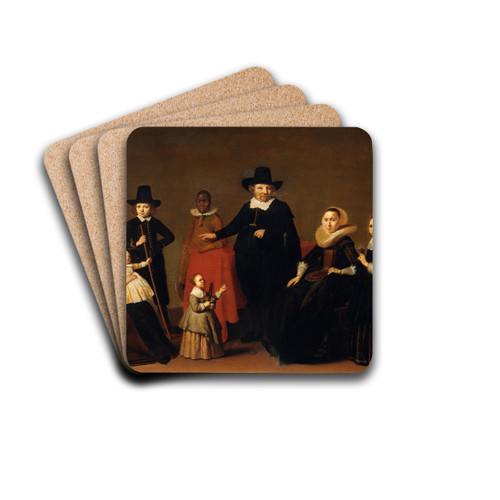 Family Group with a black Man by Willem Cornelisz Duyster Drink Coasters - set of 4 Family Group with a black Man by Willem Cornelisz Duyster Drink Coasters - set of 4