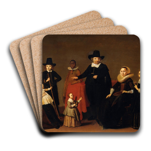 Family Group with a black Man by Willem Cornelisz Duyster Art Drink Coaster set Family Group with a black Man by Willem Cornelisz Duyster Art Drink Coaster set