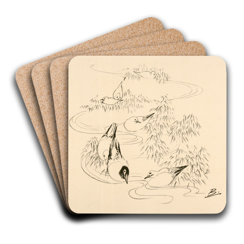 Petites mouettes dans l'eau. by Flix Bracquemond Art Drink Coaster set