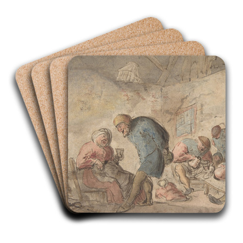 Peasants Drinking by Adriaen van Ostade Art Drink Coaster set Peasants Drinking by Adriaen van Ostade Art Drink Coaster set