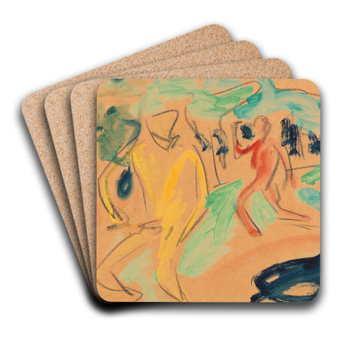 Badende (Figuren in Bewegung) by Ernst Ludwig Kirchner Art Drink Coaster set