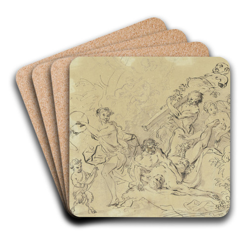 Bacchanal by Christian Wilhelm Ernst Dietrich Art Drink Coaster set