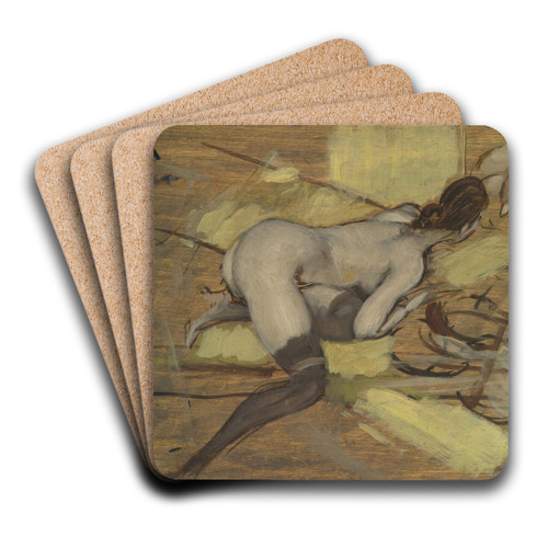 Solo con lo specchio by Giovanni Boldini Art Drink Coaster set Solo con lo specchio by Giovanni Boldini Art Drink Coaster set