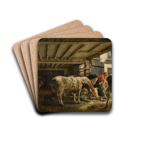 Leaving the Stable by Jan Stobbaerts Drink Coasters - set of 4 Leaving the Stable by Jan Stobbaerts Drink Coasters - set of 4